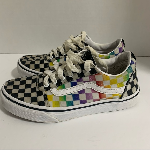 Vans checkered Girls Sneakers‎ Size 3 Multicolored and black /white - Picture 1 of 6